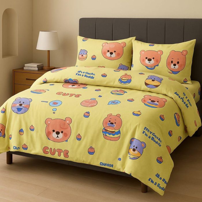 Cheesecake Print Kids Bedsheet -Yellow