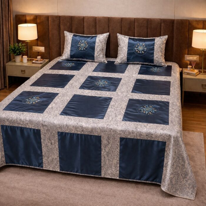 Export Quality 500 TC Premium Patchwork Embroidered Bedsheet Set