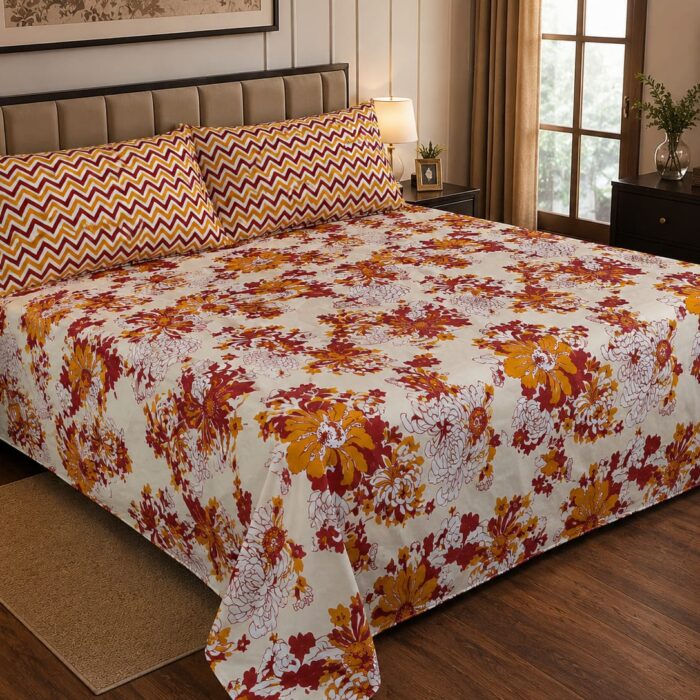 EXPORT QUALITY PURE COTTON BEDSHEETS WITH TWO PILLOW COVERS
